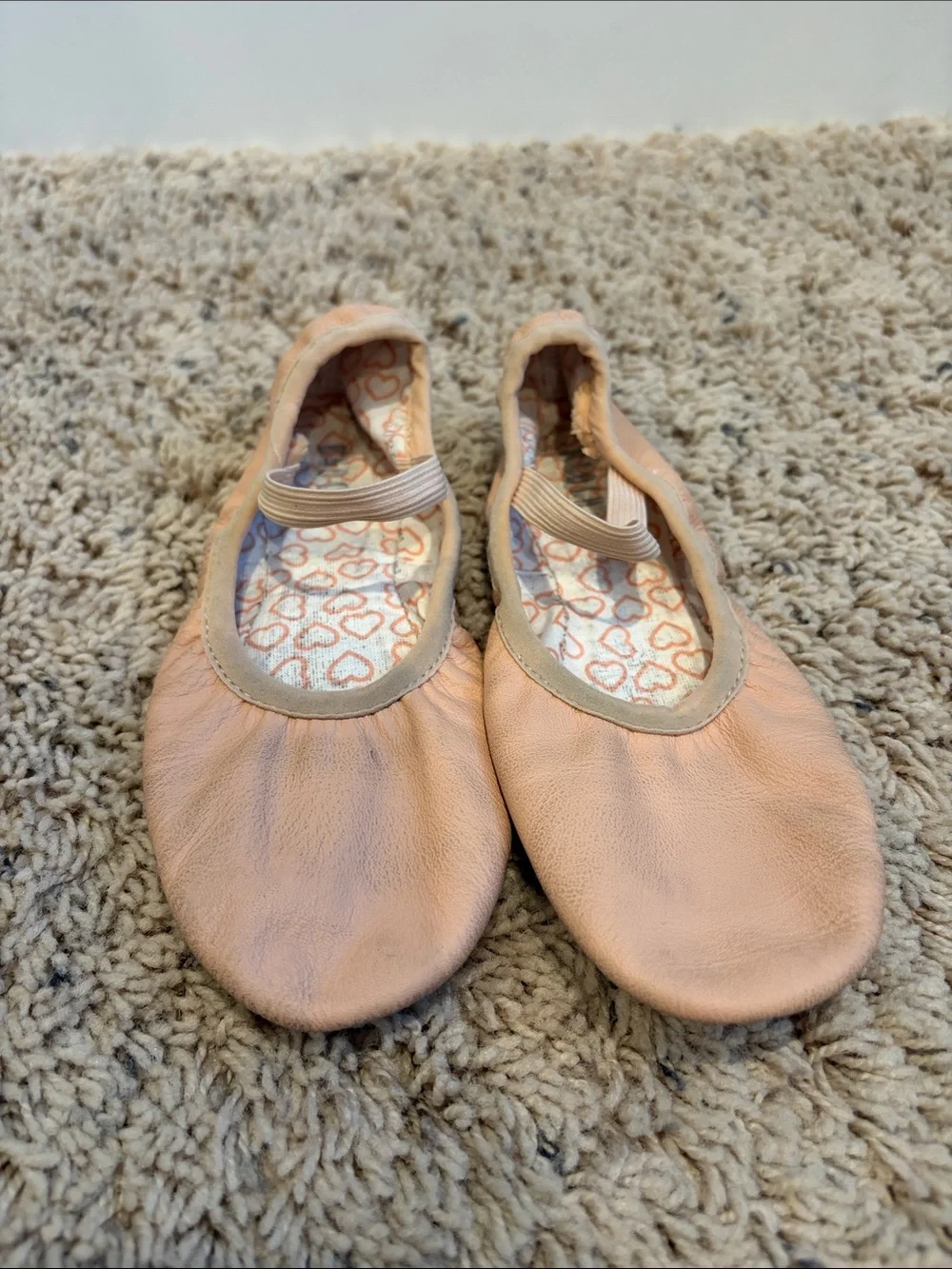 Bloch Kids Pink Ballet Slippers with Heart-Print Insole